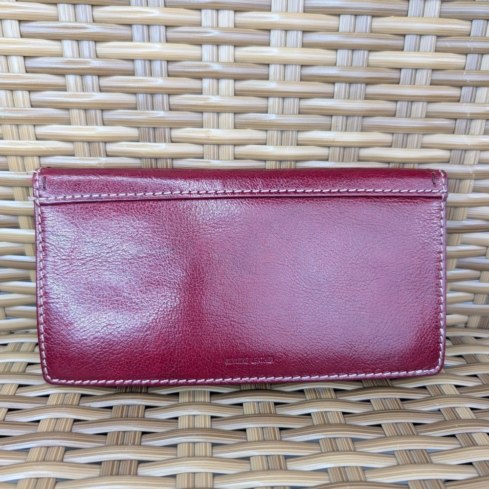 Fossil Red Smooth Leather Wallet Cards Cash Coins ID Vintage